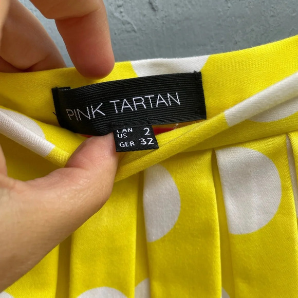 Pink Tartan Yellow  Polka Dot Skirt, size 2 - Picture 5 of 8